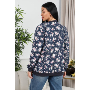 Толстовка-бомбер женская 750 футер 2-х нитка (р-ры: 50-60) синий-роза