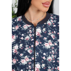 Толстовка-бомбер женская 750 футер 2-х нитка (р-ры: 50-60) синий-роза