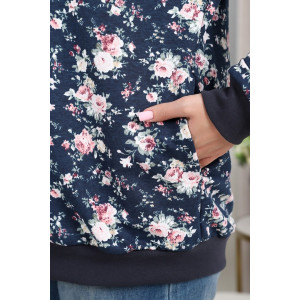 Толстовка-бомбер женская 750 футер 2-х нитка (р-ры: 50-60) синий-роза