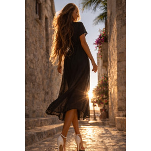 Платье женское ПЛ-140СНР/ЧЕР сингапур (р-ры: 42-58) черный