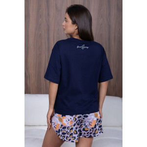 Костюм двойка женский 1975/9 кулирка (р-ры: 44-54) синий-бежевый-2