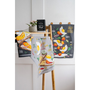 Набор кухонный из 3-х полотенец вафельное полотно "Завтрак" (последний размер) 60х48 см (3 шт.)