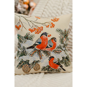 Наволочка-чехол декоративная на молнии гобелен "Снегири" (последний размер) 38х38 Наволочка-чехол декоративная на молнии гобелен "Снегири" (последний размер) 38х38