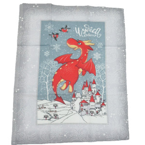 Набор кухонный из 3-х полотенец рогожка "Символ года" с драконом (последний размер) 60х48 см (3 шт.)