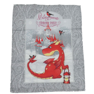 Набор кухонный из 3-х полотенец рогожка "Символ года" с драконом (последний размер) 60х48 см (3 шт.)