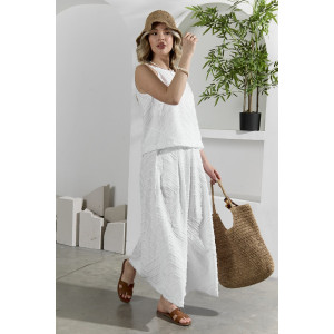 Костюм двойка женский с юбкой "Ангелина-3" фактурный трикотаж (р-ры: 44-54) белый