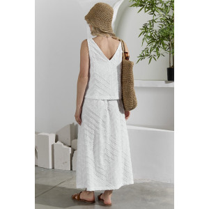 Костюм двойка женский с юбкой "Ангелина-3" фактурный трикотаж (р-ры: 44-54) белый