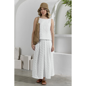 Костюм двойка женский с юбкой "Ангелина-3" фактурный трикотаж (р-ры: 44-54) белый