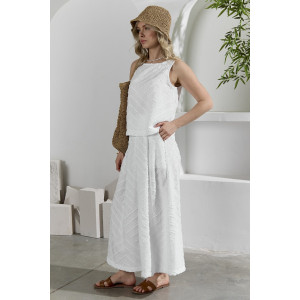 Костюм двойка женский с юбкой "Ангелина-3" фактурный трикотаж (р-ры: 44-54) белый