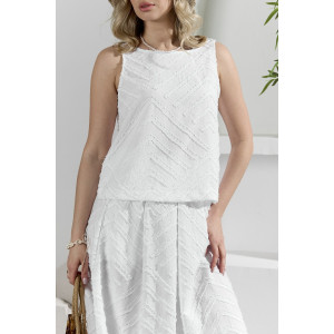 Костюм двойка женский с юбкой "Ангелина-3" фактурный трикотаж (р-ры: 44-54) белый