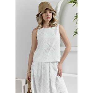 Костюм двойка женский с юбкой "Ангелина-3" фактурный трикотаж (р-ры: 44-54) белый