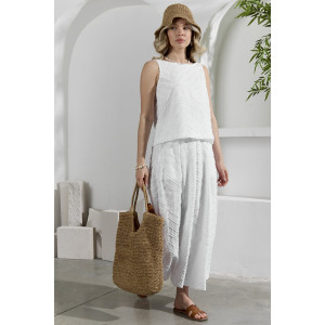 Костюм двойка женский с юбкой "Ангелина-3" фактурный трикотаж (р-ры: 44-54) белый