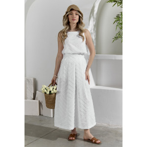 Костюм двойка женский с юбкой "Ангелина-3" фактурный трикотаж (р-ры: 44-54) белый