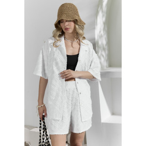 Костюм двойка женский "Ангелина-2" фактурный трикотаж (р-ры: 44-54) белый