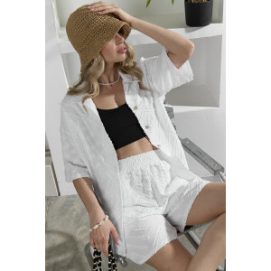 Костюм двойка женский "Ангелина-2" фактурный трикотаж (р-ры: 44-54) белый