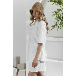 Костюм двойка женский "Ангелина-2" фактурный трикотаж (р-ры: 44-54) белый