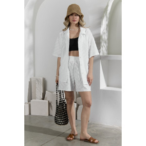 Костюм двойка женский "Ангелина-2" фактурный трикотаж (р-ры: 44-54) белый