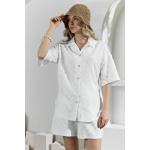 Костюм двойка женский "Ангелина-2" фактурный трикотаж (р-ры: 44-54) белый