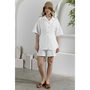 Костюм двойка женский "Ангелина-2" фактурный трикотаж (р-ры: 44-54) белый