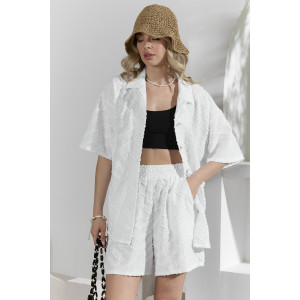 Костюм двойка женский "Ангелина-2" фактурный трикотаж (р-ры: 44-54) белый