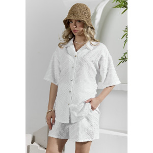 Костюм двойка женский "Ангелина-2" фактурный трикотаж (р-ры: 44-54) белый