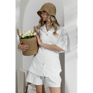 Костюм двойка женский "Ангелина-2" фактурный трикотаж (р-ры: 44-54) белый