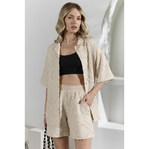 Костюм двойка женский "Ангелина-2" фактурный трикотаж (р-ры: 44-54) бежевый