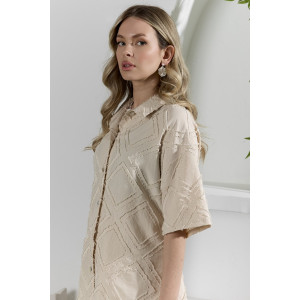 Костюм двойка женский "Ангелина-2" фактурный трикотаж (р-ры: 44-54) бежевый