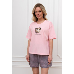 Костюм двойка женский "Плюш" кулирка (р-ры: 42-52) розовый