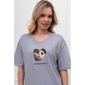 Костюм двойка женский "Плюш" кулирка (р-ры: 42-52) серый