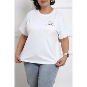 Футболка женская "Винтаж текст" хлопок с лайкрой (р-ры: 48-62) белый