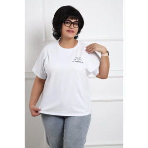 Футболка женская "Винтаж текст" хлопок с лайкрой (р-ры: 48-62) белый