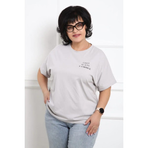 Футболка женская "Винтаж текст" хлопок с лайкрой (р-ры: 48-62) серый