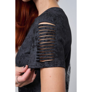 Футболка женская №7502 кулирка с лайкрой (р-ры: 42-52) черный винтаж-замок