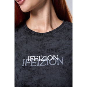 Футболка женская №7502 кулирка с лайкрой (р-ры: 42-52) черный винтаж-замок