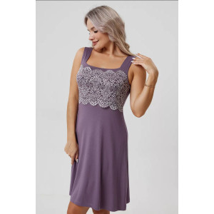 Пеньюар двойка женский "Мадонна" вискоза с кружевом (р-ры: 42-60) сирень