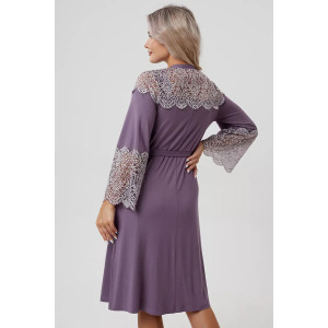 Пеньюар двойка женский "Мадонна" вискоза с кружевом (р-ры: 42-60) сирень