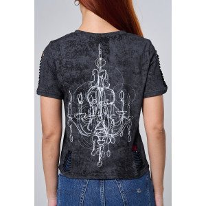 Футболка женская №7502 кулирка с лайкрой (р-ры: 42-52) черный винтаж-бра