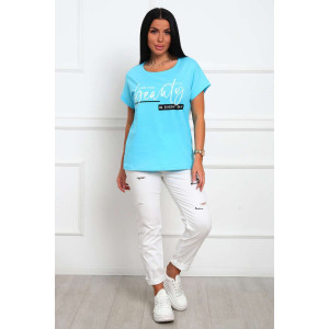 Футболка женская №29542 кулирка (р-ры: 46-56) бирюза