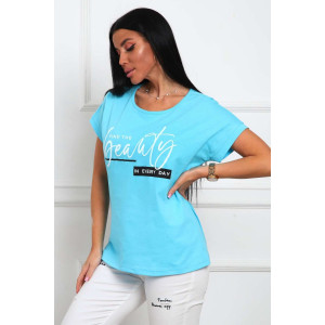 Футболка женская №29542 кулирка (р-ры: 46-56) бирюза