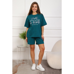 Костюм двойка женский №20524 кулирка (р-ры: 48-58) изумрудный