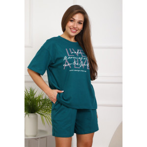 Костюм двойка женский №20524 кулирка (р-ры: 48-58) изумрудный