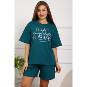 Костюм двойка женский №20524 кулирка (р-ры: 48-58) изумрудный