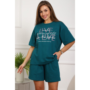 Костюм двойка женский №20524 кулирка (р-ры: 48-58) изумрудный