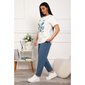 Костюм двойка женский №1102 кулирка-футер (р-ры: 46-54) экрю