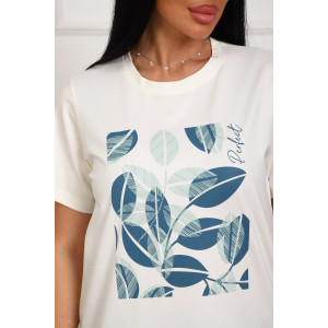 Костюм двойка женский №1102 кулирка-футер (р-ры: 46-54) экрю