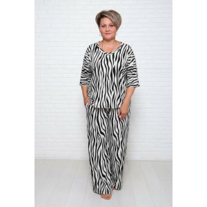 Костюм двойка женский "Джина" кулирка (р-ры: 46-72) вертикальные полоски