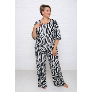 Костюм двойка женский "Джина" кулирка (р-ры: 46-72) вертикальные полоски