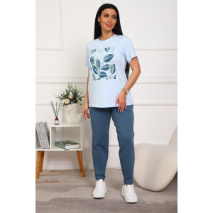 Костюм двойка женский №1102 кулирка-футер (р-ры: 46-54) голубой