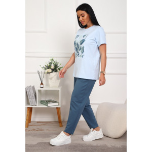 Костюм двойка женский №1102 кулирка-футер (р-ры: 46-54) голубой